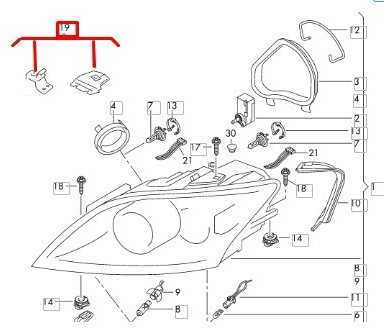 VAG Audi TT 8J 2006-2014 priekinių žibintų skiriamųjų juostų remonto laikiklių rinkinys, dešinysis originalus 8J0998122