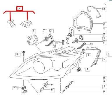 VAG Audi TT 8J 2006-2014 priekinių žibintų skiriamųjų juostų remonto laikiklių rinkinys, dešinysis originalus 8J0998122