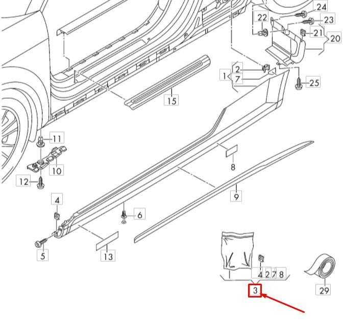 VAG AUDI TT MK3 Šoninės dalies klijų juosta su tvirtinimo detalėmis 8S0898909A NAUJA ORIGINALI