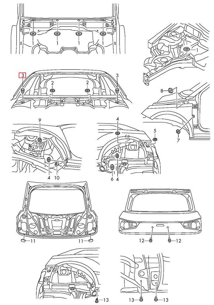 VAG AUDI VOLKSWAGEN guminė įvorė juoda originali 1K0823591B