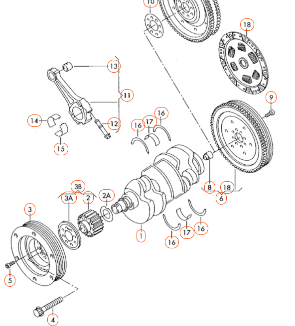 VAG AUDI VW alkūninio veleno pavara 12 taškų galvutės varžtas originalus 078105229D
