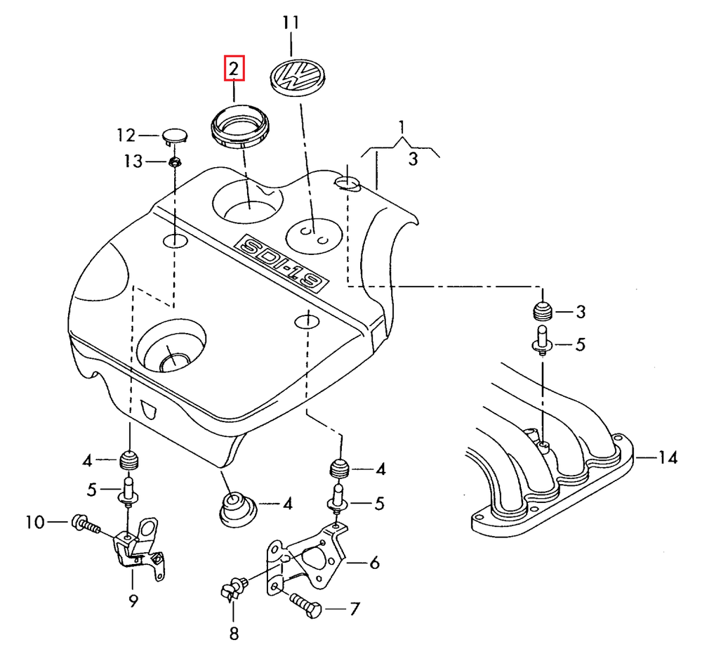 VAG AUDI VW DIESEL TDI variklio vožtuvo dangtelio sandarinimo žiedas originalus 038133287C