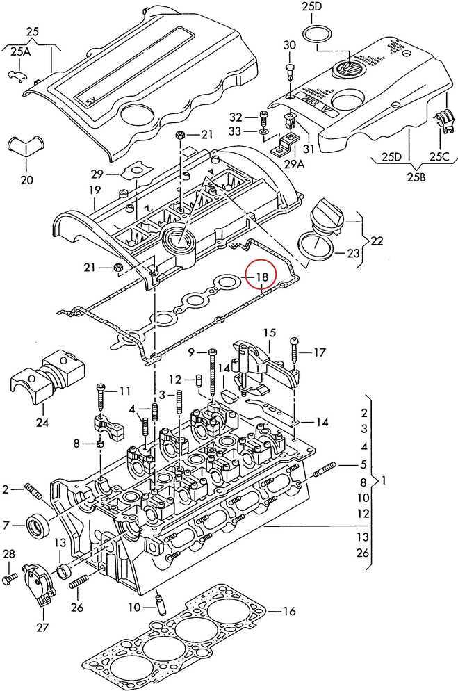 VAG "Audi VW Skoda" cilindro galvutės dangčio tarpiklio rinkinys Originalus 058198025A
