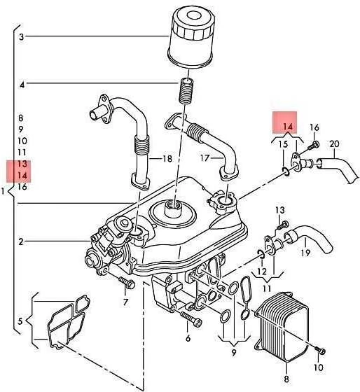 VAG Aušinimo Skysčio Jungčių Remonto Rinkinys VW CALIFORNIA T5 T6 2009-2019 Originalus 03L198807