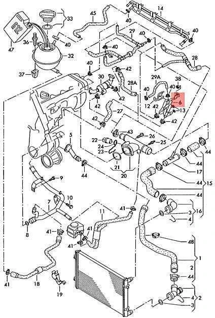 VAG aušinimo skysčio vamzdelis Originalus 6Q0121064N