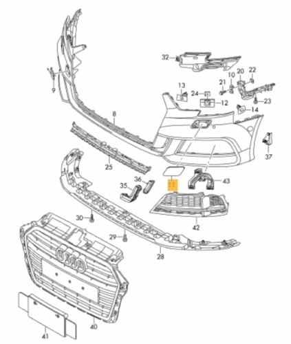 VAG Dangtelis Dangtelis Gruntuotas Audi A3 A3 Sportback 2013 2021 Originalus 8V3955275CGRU