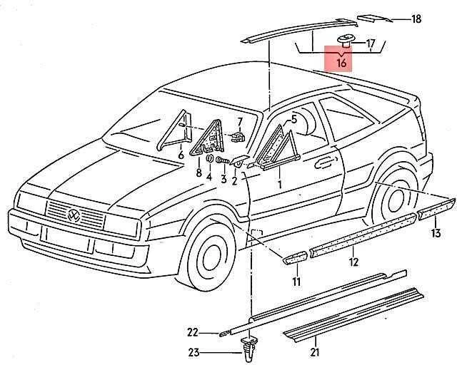 Vag Dekoratyvinė Stogų Juostelė Satin Juodas Volkswagen Corrado 50 1989-1995 Originalus 53585370501C