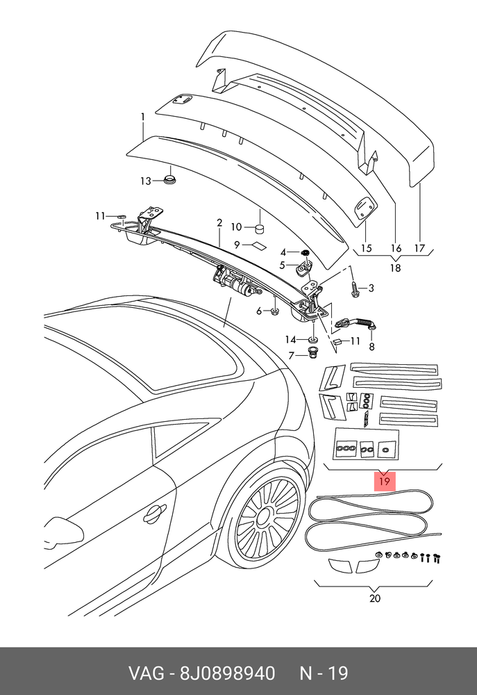 Vag Dvigubas Lipniu Kaspiu 1 Setas Audi Tt Tts Ttrs 2010 2014 Originalus 8J0898940
