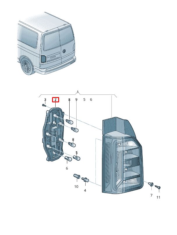 Vag Galinė Kairė Šviesa Nešėjas Volkswagen Transporter 2016 2019 Originalus 7E0945257B