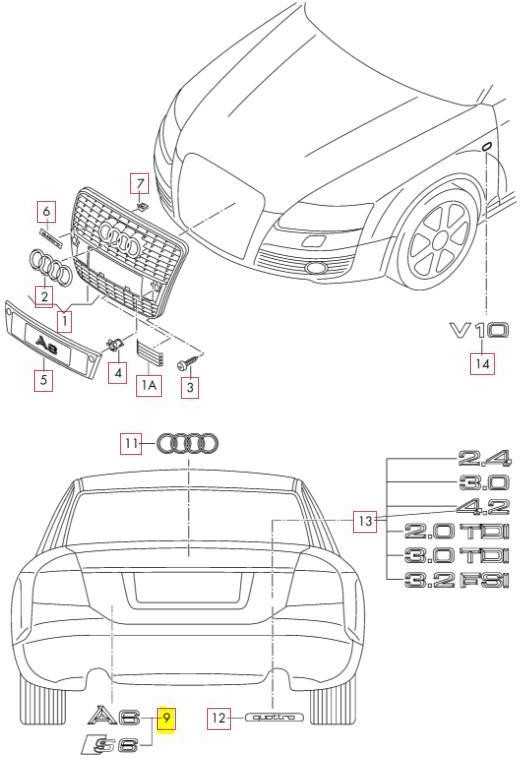 VAG Genuine Chrome A6 Įrašas AUDI A6 Avant S6 quattro 4F2 4F5 4F08537412ZZ