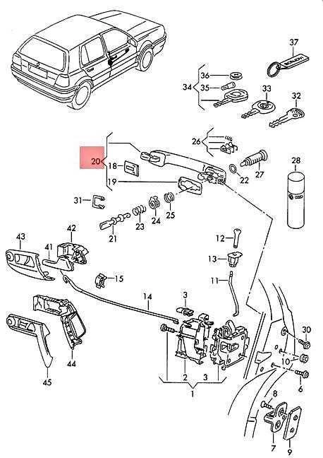 Vag Išorinis Durų Rankenas Satino Juodas Volkswagen Golf 1H 1992-1998 Originalus 1H0837207B3FZ