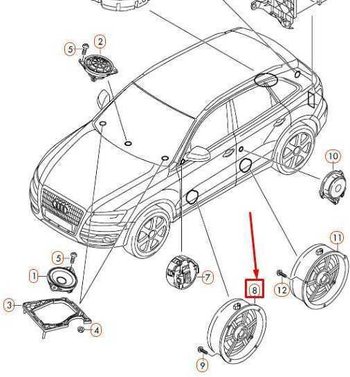 VAG NAUJAS AUDI Q5 8R PRIEKINIO DURŲ VIDURIO DIAPAZONO BASS GARSAS 8R0035415C OEM