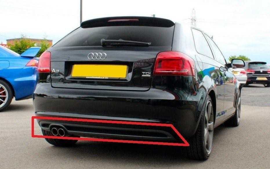 VAG Naujas OEM Audi A3 Galinis Bamperio Difuzorius Apdaila Dviguba Vamzdžio Pilka S Linija 8P0807434F1RR