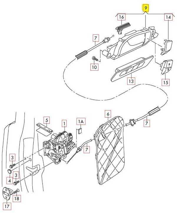 VAG Naujas OEM Audi Q7 kairės priekinės durų vidinis veikimo rankenėlė Nero juoda 4L0837019AH77