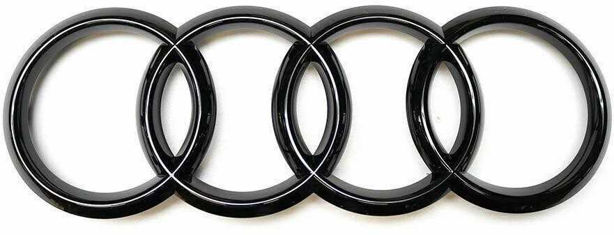 VAG NAUJAS ORIGINALUS AUDI A1 2019- Q3 2012-2018 GALINIS BAGAŽINĖS ŽIEDO LOGOTIPAS BLIZGUS Juodas EMBLEMA