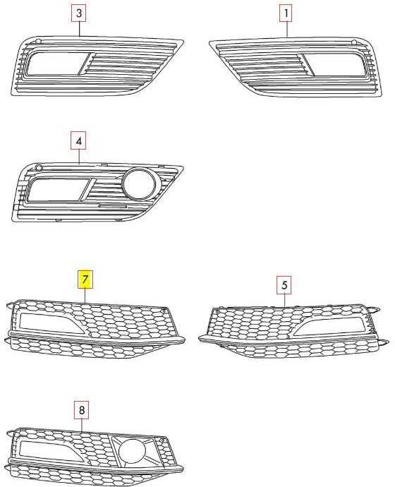 VAG Naujas originalus AUDI A4 S4 priekinis bamperis apatinis dešinysis groteles 8K0807682P01C OEM