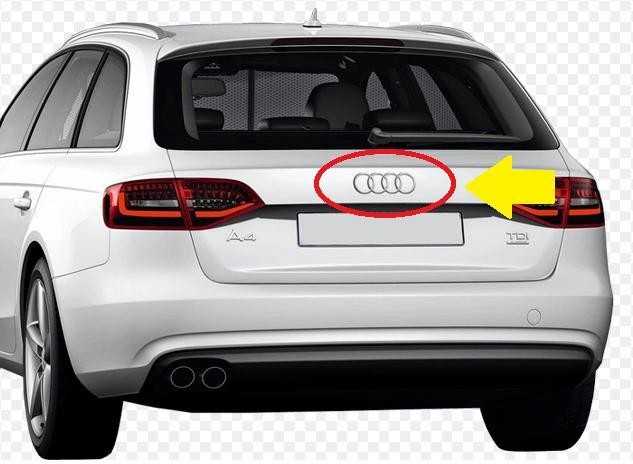 VAG Naujas originalus AUDI žiedų \"AUDI\" emblemos ženkliukas galiniam bagažinei 8T0853742B 2ZZ OEM