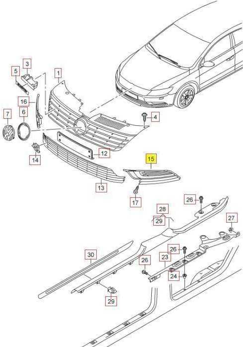VAG Naujas originalus Volkswagen CC priekinis kairysis bamperio apatinis rūko žibinto groteles 3C8854661041