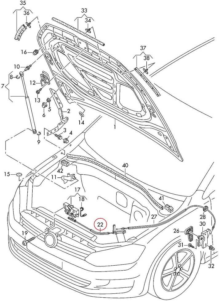 VAG NAUJAS ORIGINALUS VW GOLF 13-18 PASSAT 15-18 PRIEKINIS DEŠINĖS PUSĖS KAPOTO ATIDARYMO DANGTELIO UŽRAKTAS LAIDAS