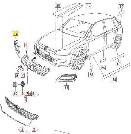 VAG NAUJAS ORIGINALUS VW POLO 10-14 PRIEKINIS BUFERIS DEŠINĖS PUSĖS GROTELIŲ APDAILA JUODA 6R0853666C 9B9