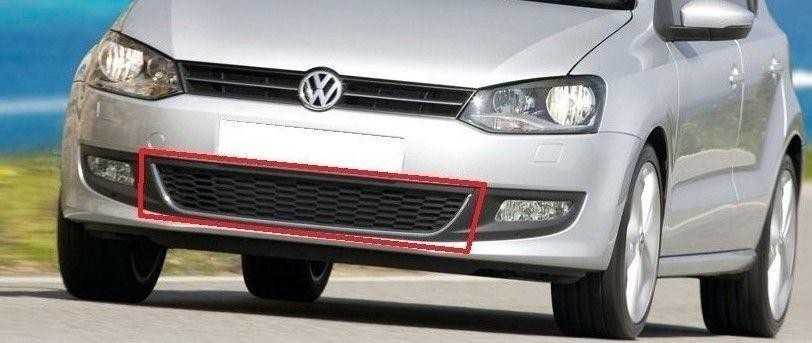 VAG NAUJAS ORIGINALUS VW POLO 2010-2014 PRIEKINIS BAMPERIS APATINIS GROTELĖ Juodas SU CHROMO APDAILAI