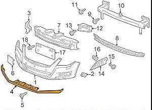 VAG NAUJAS ORIGINALUS VW TIGUAN 07-11 PRIEKINIS BUFERIS APATINIS SATINO Juodas SPOILERIS 5N08059039B9