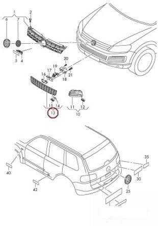 VAG NAUJAS ORIGINALUS VW TOUAREG 10-14 PRIEKINIS BUFERIS CENTRINIS APATINIS GROTELĖ Juodas 7P6853671A9B9