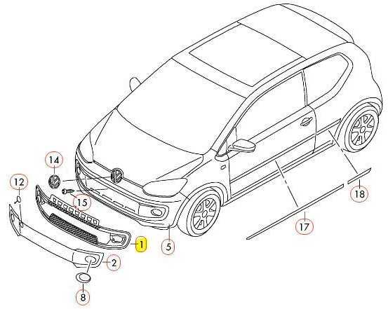 VAG Naujas originalus VW UP!/e-UP! 12-16 priekinis bamperio apatinis ventiliacijos grotelių rėmas 1S0853677E9B9