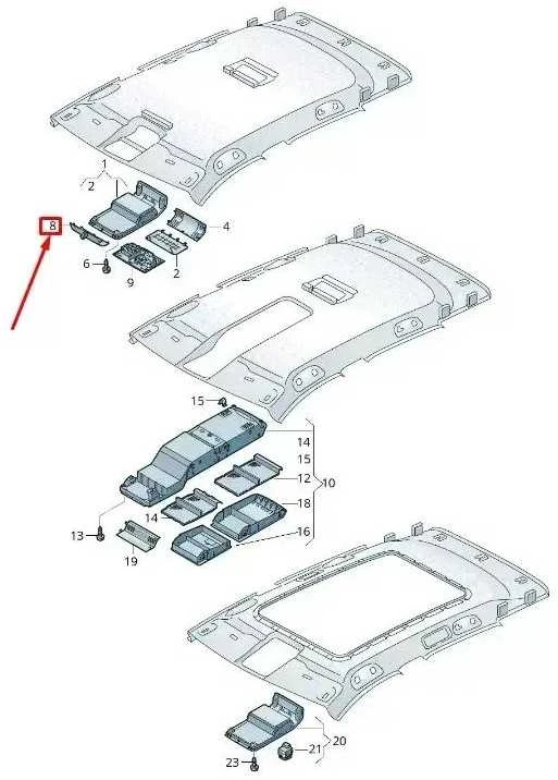 VAG Naujas VOLKSWAGEN TIGUAN AD1 Priekinis viršutinės konsolės dangtis 5NA867927RM5