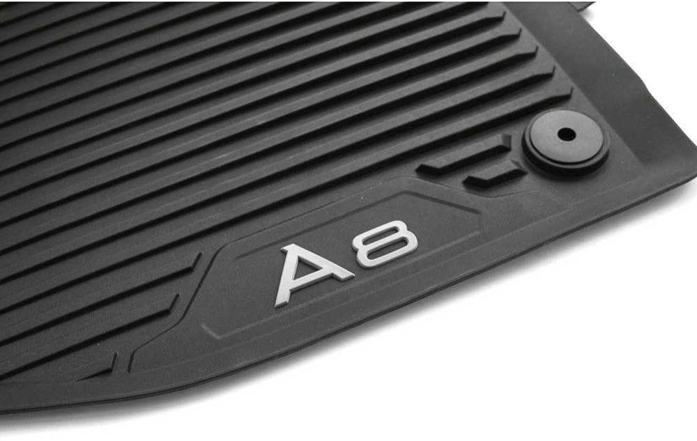 VAG NAUJI ORIGINALŪS AUDI A8L S8 2019- PRIEKINIAI JUODI GUMOS VISŲ ORŲ GRINDŲ KILIMĖLIAI LHD