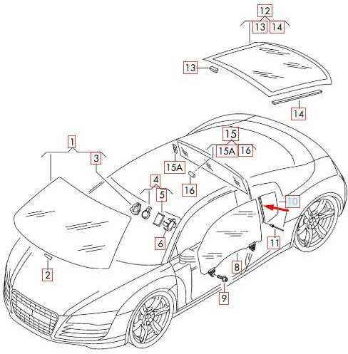 VAG OEM AUDI R8 42 GALINIS KAIRĖS PUSĖS LANGO KETVIRTIS STIKLAS 420845299NVB ORIGINALUS