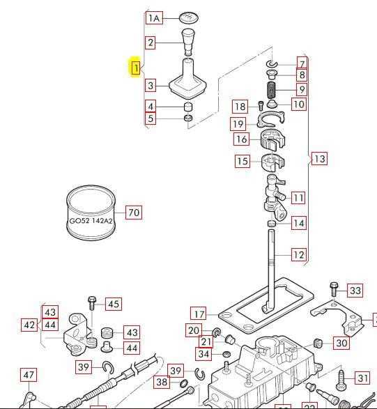 VAG Originali 5 pavarų perjungimo juoda rankena Audi A3 S3 2001-2003