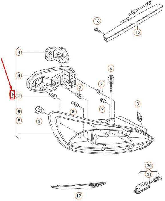 VAG Originali galinė žibintų lemputė dešinėje tinka VW Scirocco 1K8945096R