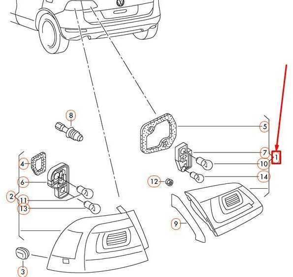 VAG Originali galinė žibintų lemputė kairėje vidinėje pusėje VW Touareg 7P5 7P6 7P6945093B