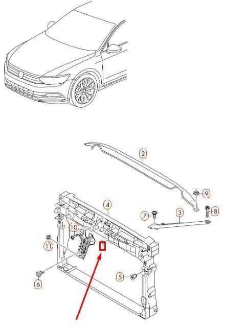 VAG Originali parama už užraktą nešiklį priekinėje centro dalyje VW Passat 4Motion 3G0805567A