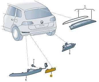 VAG Originalus galinis šviesos atspindys N/S tinka VW Touareg 7P6945105A