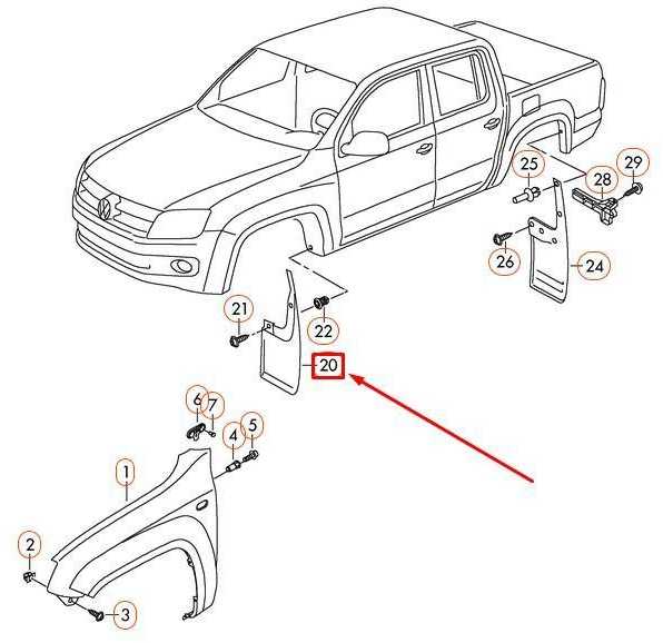 VAG Originalus purvo skydelis VW Amarok 2H0821810G9B9