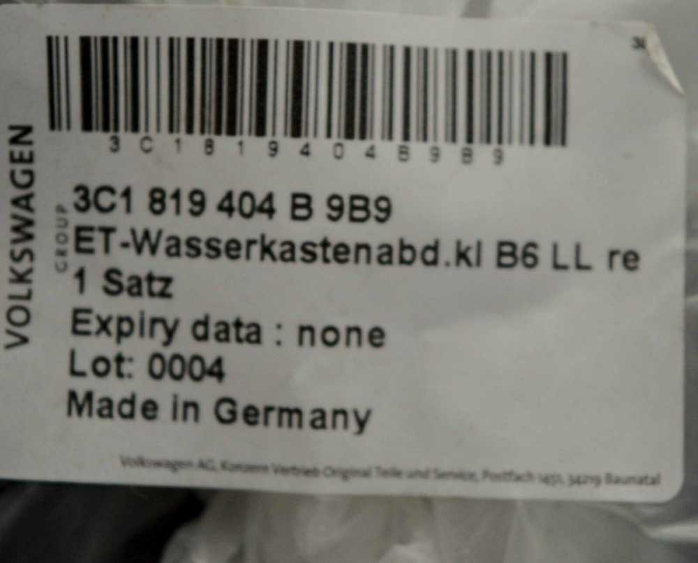 VAG Originalus vandens nukreipėjas VW Passat 3C2 3C5 3C1819404B9B9