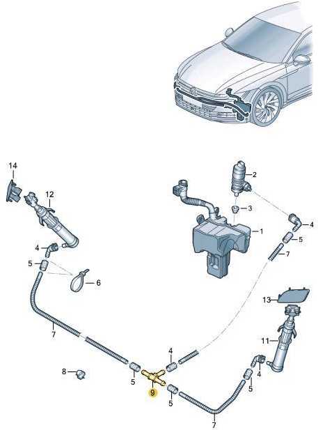 VAG Originalus Volkswagen Audi Skoda priekinio žibinto plovimo paskirstytojas T- formos dalis 8D0955873