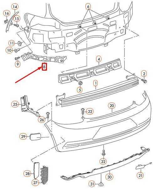 VAG Originalus VW Scirocco vadovas profiliui kairėje gale 1K8807393D