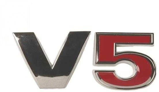 VAG Originalus VW V5 galinis ženklelis emblema chromuota raudona - 1J0853675ABGQF
