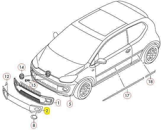Vag Oro Prita Oras Grotelė VW UP e UP 12 16 Originalus 1S0853665AGRU