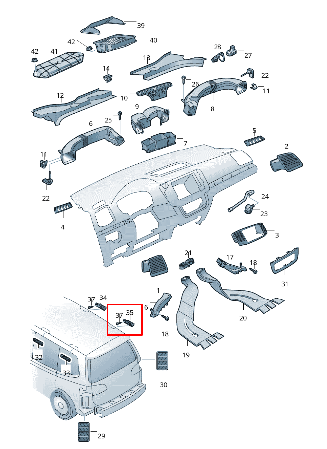 VAG Perlo Pilkai Vedimo Angos Seat Alhambra 2011 2021 Originalus 7N0820952QY20