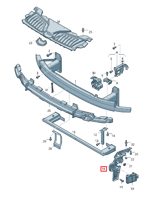 Vag Priekinis Dešinys Bumperio Gidų Skersinė Audi A8 Quattro 4N 2018 Originalus 4N0807284B