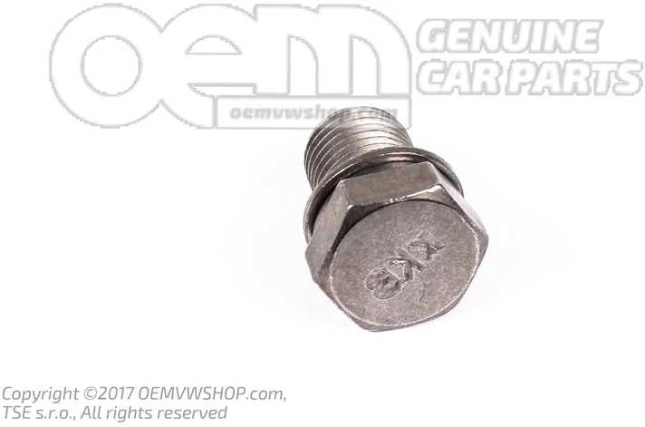VAG Sandarinimo varžtas su sandarikliu žiedas Audi A3 2001 - 2005 Volkswagen Golf 2003 - 2007 Originalus N90813202