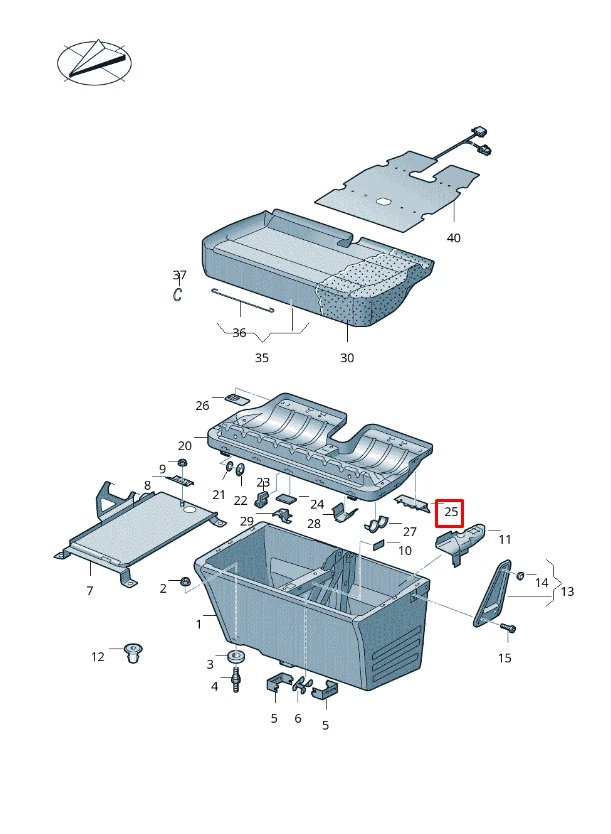 Vag Sėdymo Vieta Palaikymo Forma Volkswagen Transporter Kombi 2003-2017 Originalus 7H0881293A