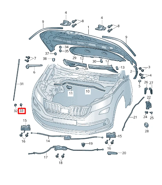 Vag Skoda Enyaq Fabia Kamiq Karoq Rapid Scala Rod Clip Geltonas Originalus 6V0823397121