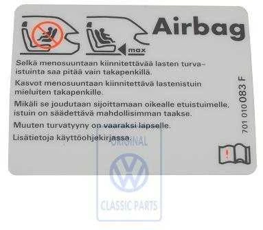 Vag T4 T4 Syncro Airbag Žymė 1993 2004 Originalus 701010083F