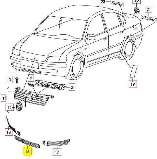VAG Tikras VW Passat B5.5 Facelift 2001-2005 Priekinis Bamperio Grotelės Apatinis Centras