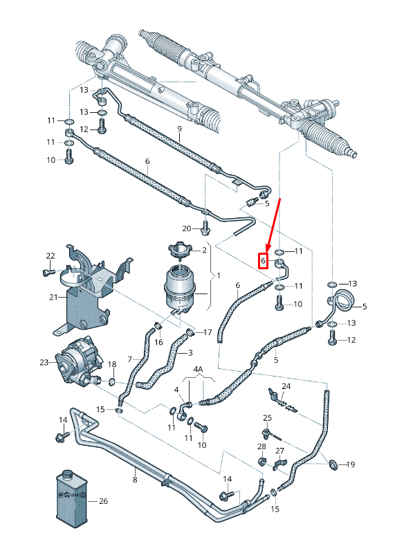 VAG Valdymo Pavarų Grąžinimo Šlaunis A6 Avant 2009 2011 Originalus 4F2422891T